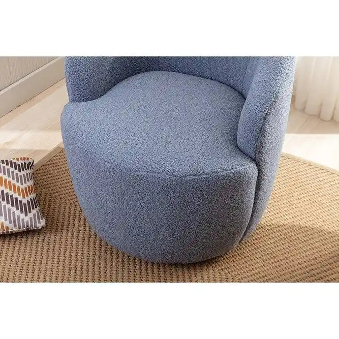 Poltroncina Girevole Rotonda Imbottita in Tessuto Teddy