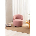 Poltroncina Girevole Rotonda Imbottita in Tessuto Teddy