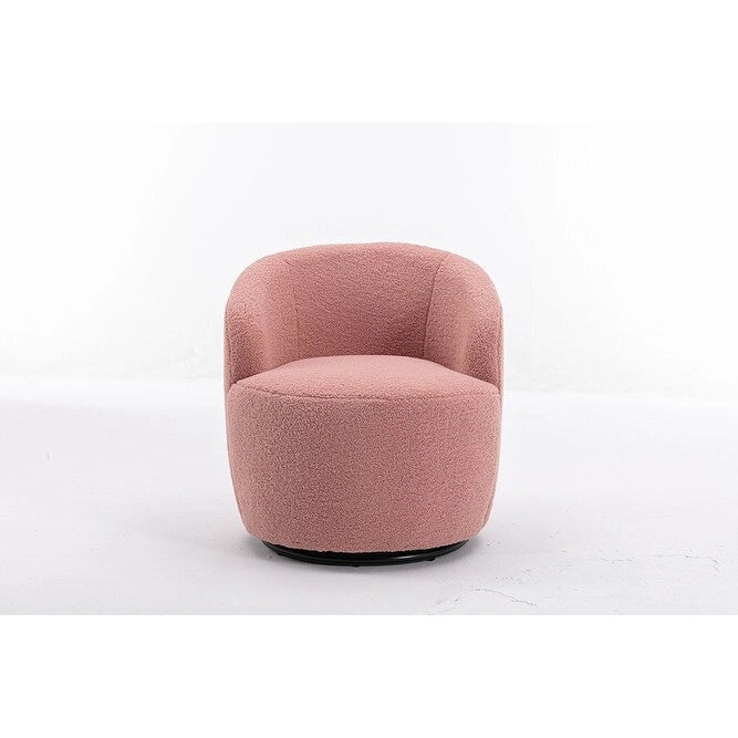 Poltroncina Girevole Rotonda Imbottita in Tessuto Teddy