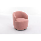 Poltroncina Girevole Rotonda Imbottita in Tessuto Teddy