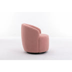 Poltroncina Girevole Rotonda Imbottita in Tessuto Teddy