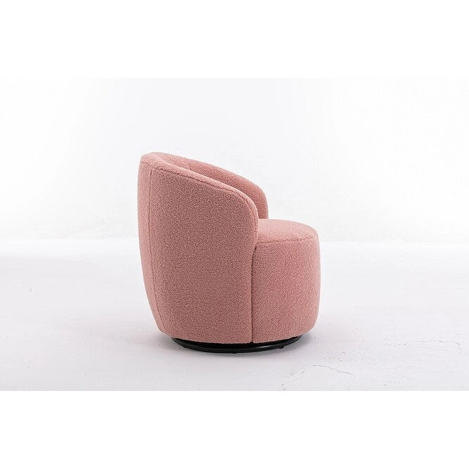 Poltroncina Girevole Rotonda Imbottita in Tessuto Teddy