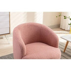 Poltroncina Girevole Rotonda Imbottita in Tessuto Teddy
