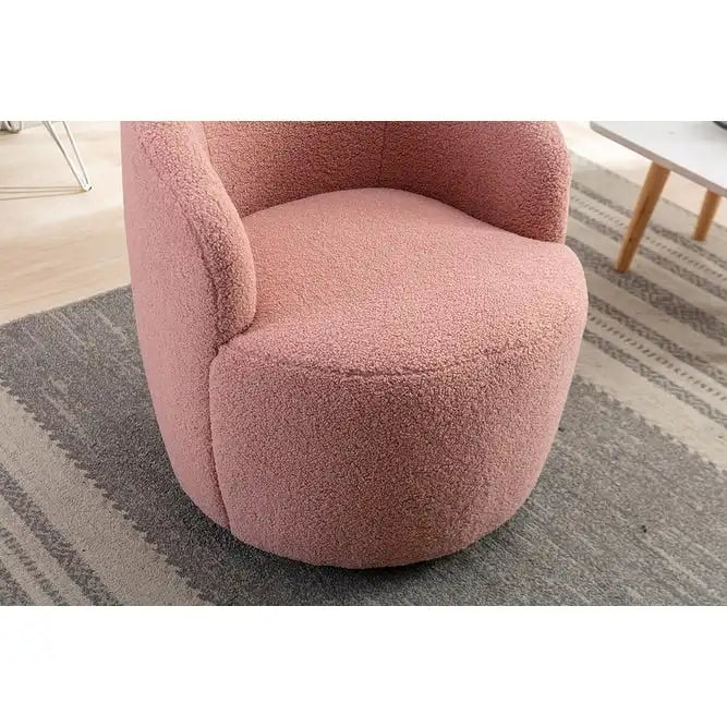 Poltroncina Girevole Rotonda Imbottita in Tessuto Teddy
