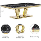 Tavolino Rettangolare da 122 cm con Piano Effetto Marmo e Base in Metallo