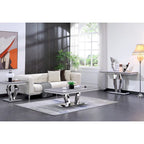 Tavolino Rettangolare da 122 cm con Piano Effetto Marmo e Base in Metallo