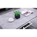 Tavolino Rettangolare da 122 cm con Piano Effetto Marmo e Base in Metallo