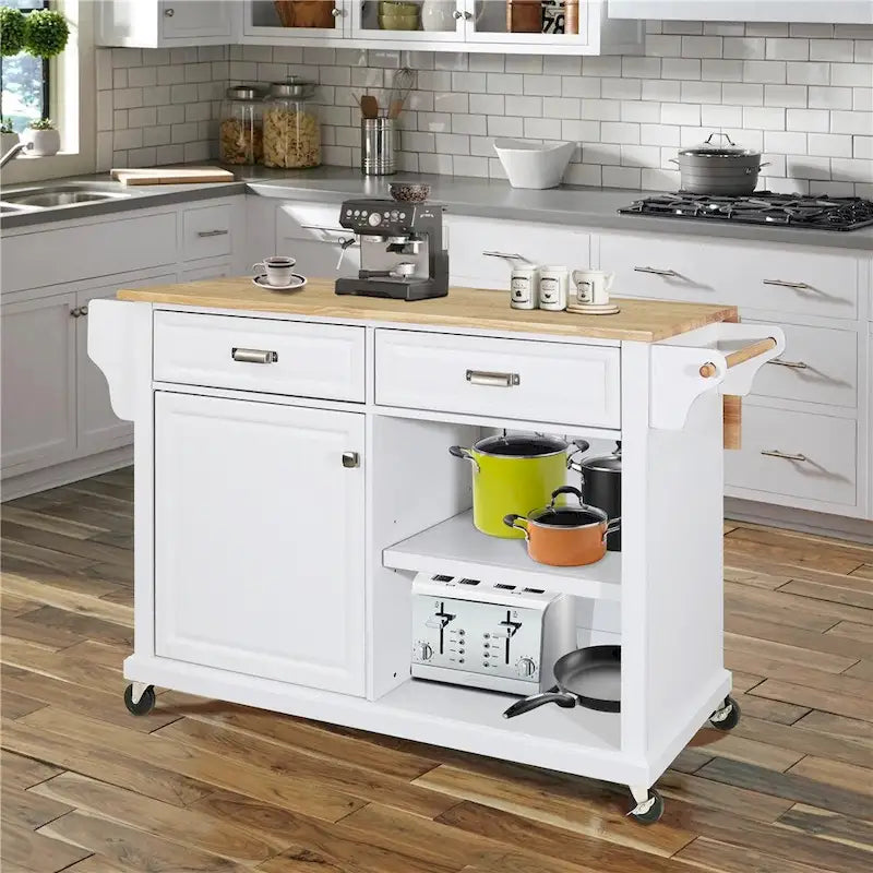 Carrello da Cucina con Cassetti e Vani Contenitore