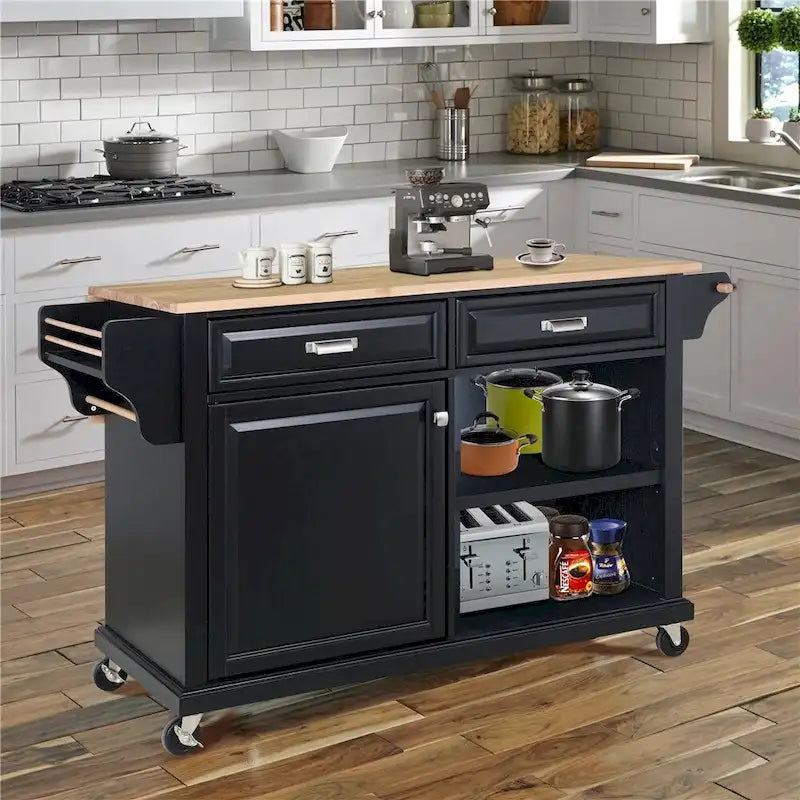 Carrello da Cucina con Cassetti e Vani Contenitore