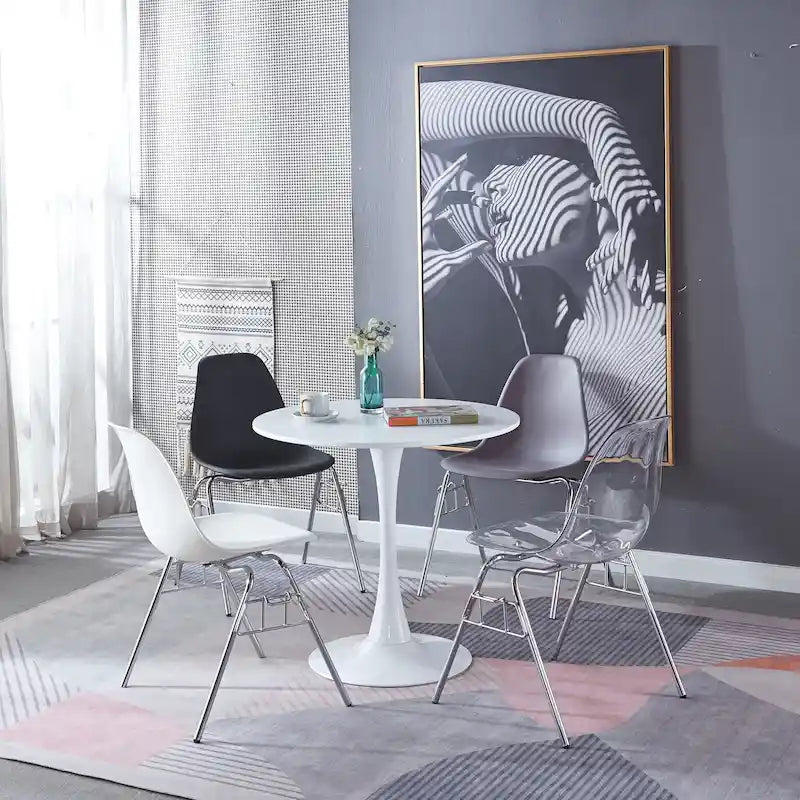 Tavolo da pranzo rotondo da 31,5" con piano in MDF e gambe in metallo