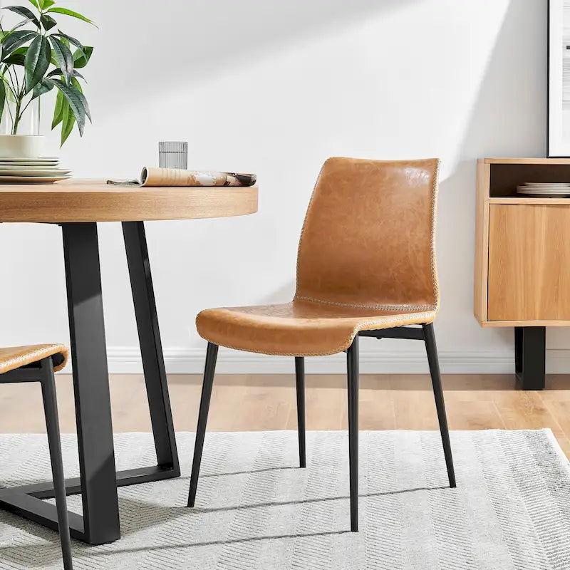Sedia da pranzo con sedile in similpelle, set da 2