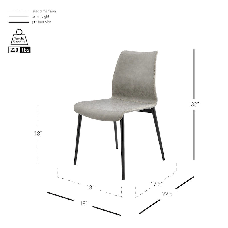 Sedia da pranzo con sedile in similpelle, set da 2