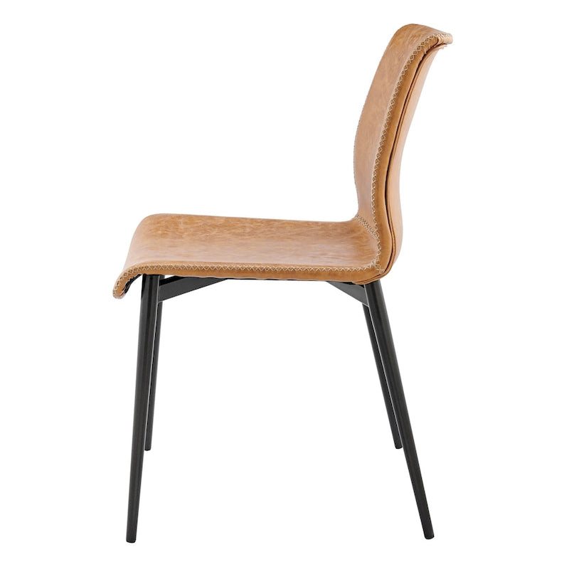 Sedia da pranzo con sedile in similpelle, set da 2
