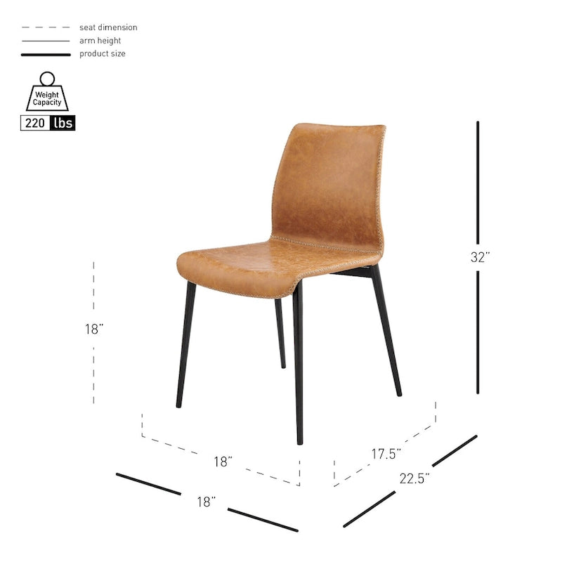 Sedia da pranzo con sedile in similpelle, set da 2