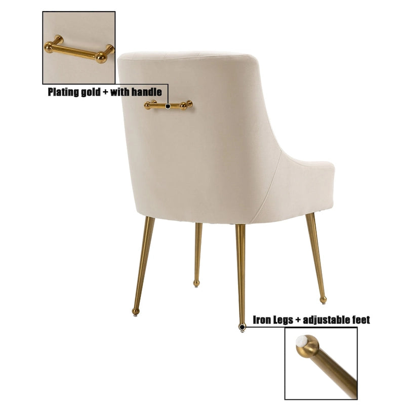Sedie da pranzo imbottite con gambe in metallo, set da 2