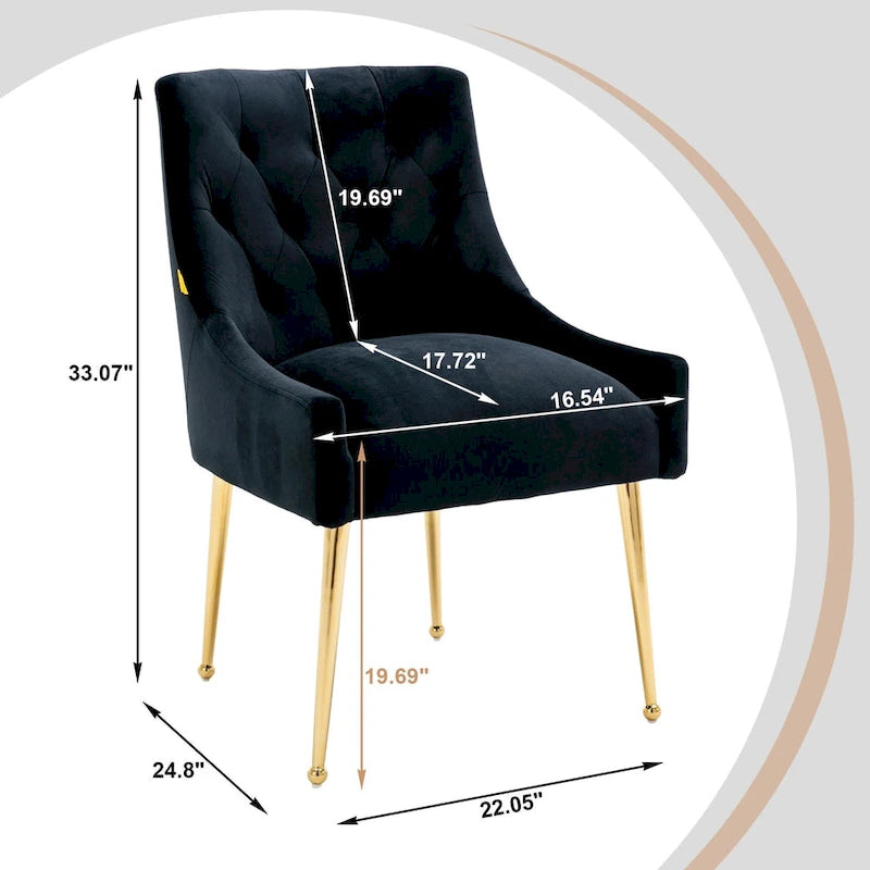 Sedie da pranzo imbottite con gambe in metallo, set da 2