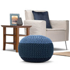 Pouf rotondo in cotone lavorato a mano