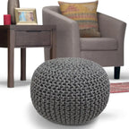 Pouf rotondo in cotone lavorato a mano