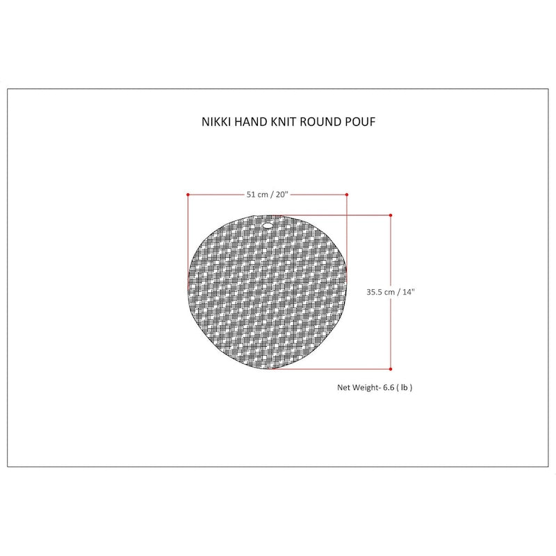 Pouf rotondo in cotone lavorato a mano