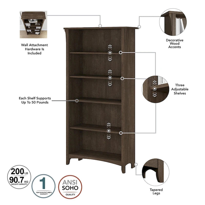Scrivania angolare a L con credenza, schedario e libreria