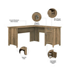 Scrivania angolare a L con credenza, schedario e libreria