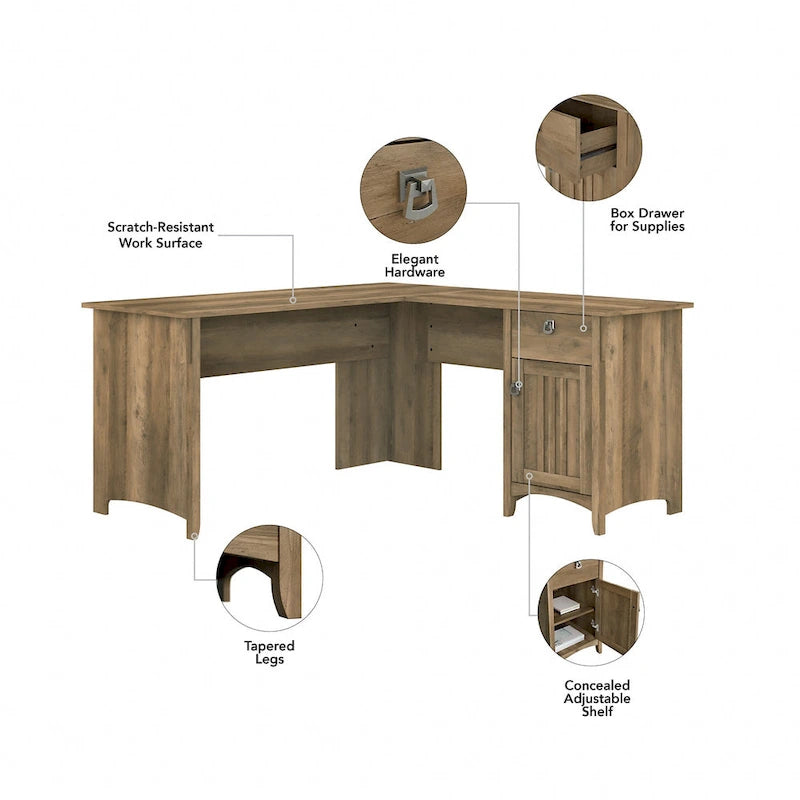 Scrivania angolare a L con credenza, schedario e libreria