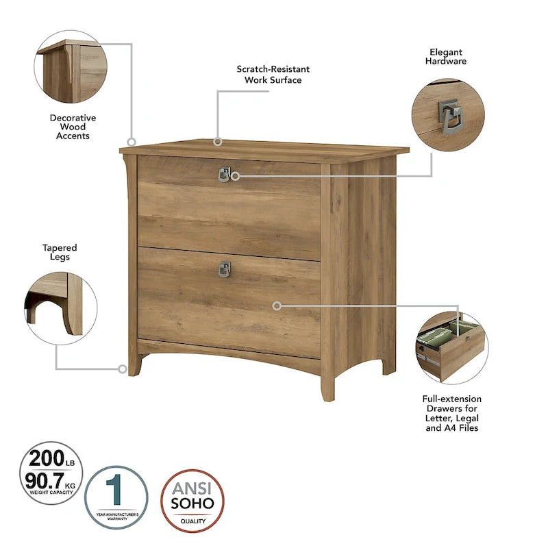Scrivania angolare a L con credenza, schedario e libreria