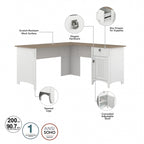Scrivania angolare a L con credenza, schedario e libreria