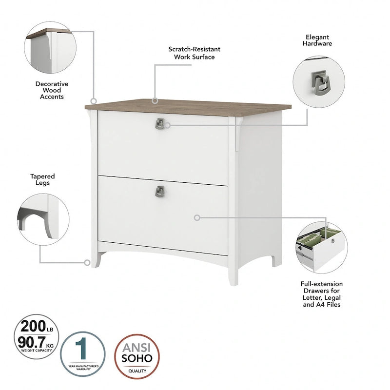 Scrivania angolare a L con credenza, schedario e libreria