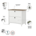 Scrivania angolare a L con credenza, schedario e libreria