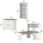 Scrivania angolare a L con credenza, schedario e libreria