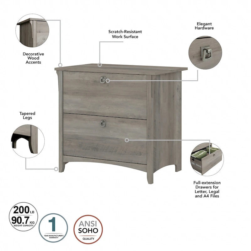 Scrivania angolare a L con credenza, schedario e libreria