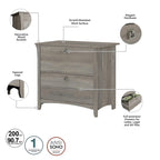 Scrivania angolare a L con credenza, schedario e libreria