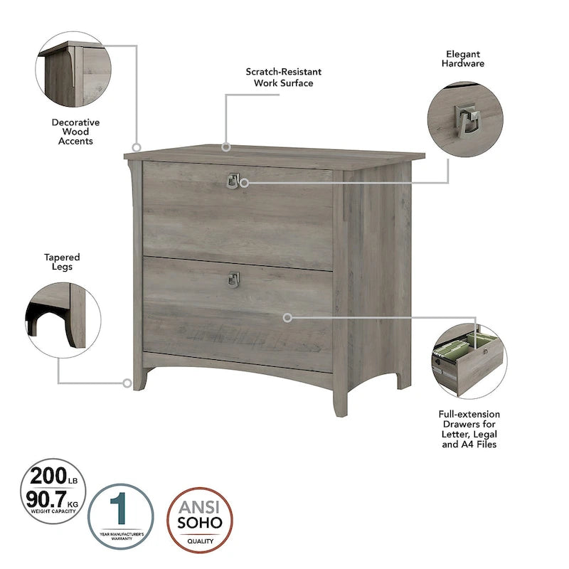 Scrivania angolare a L con credenza, schedario e libreria