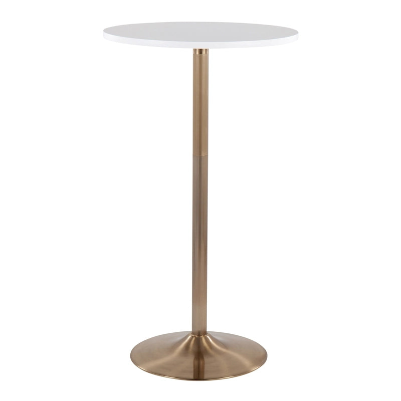 Tavolo rotondo regolabile in altezza con base in metallo e piano in MDF