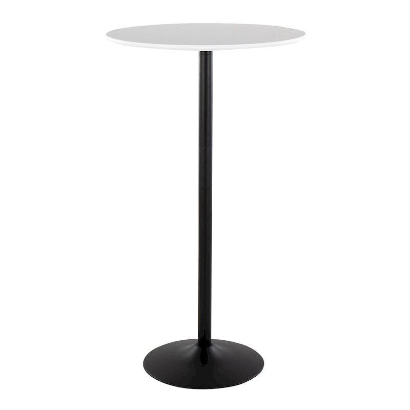 Tavolo rotondo regolabile in altezza con base in metallo e piano in MDF
