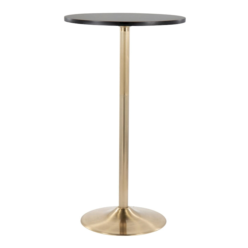 Tavolo rotondo regolabile in altezza con base in metallo e piano in MDF