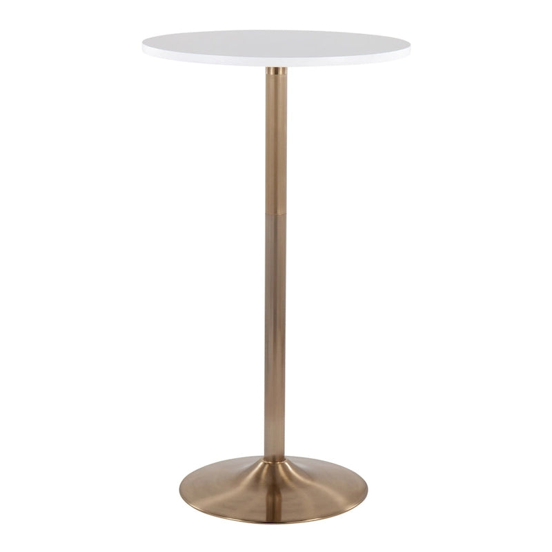 Tavolo rotondo regolabile in altezza con base in metallo e piano in MDF