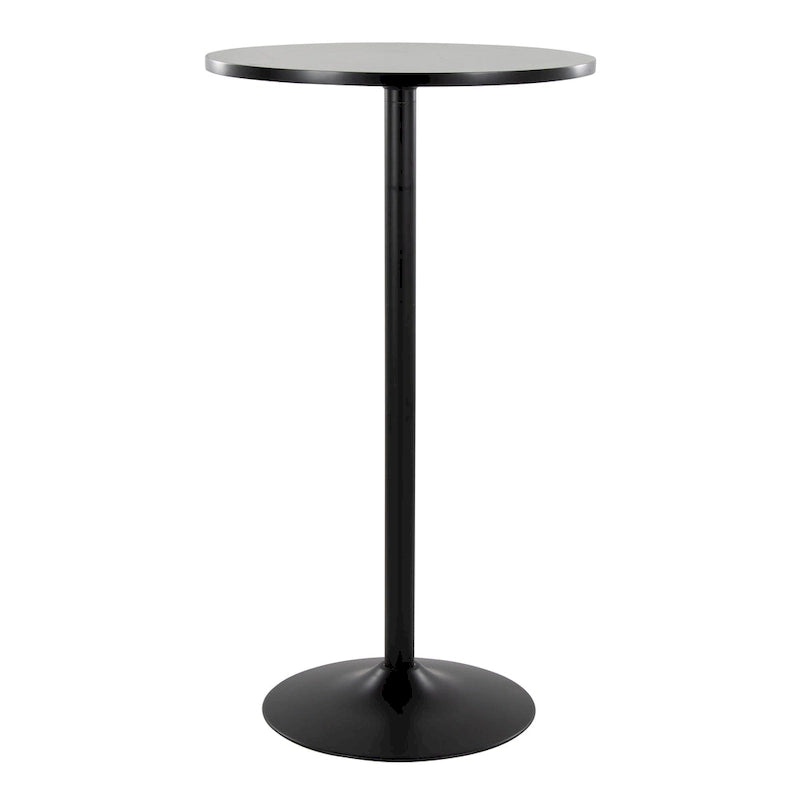 Tavolo rotondo regolabile in altezza con base in metallo e piano in MDF