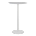 Tavolo rotondo regolabile in altezza con base in metallo e piano in MDF