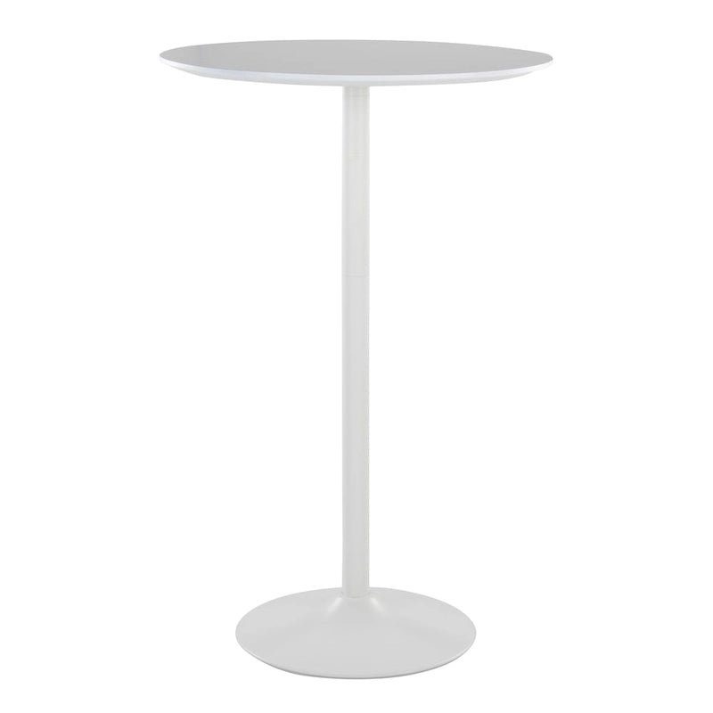Tavolo rotondo regolabile in altezza con base in metallo e piano in MDF