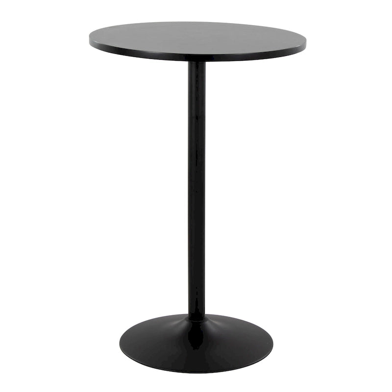 Tavolo rotondo regolabile in altezza con base in metallo e piano in MDF