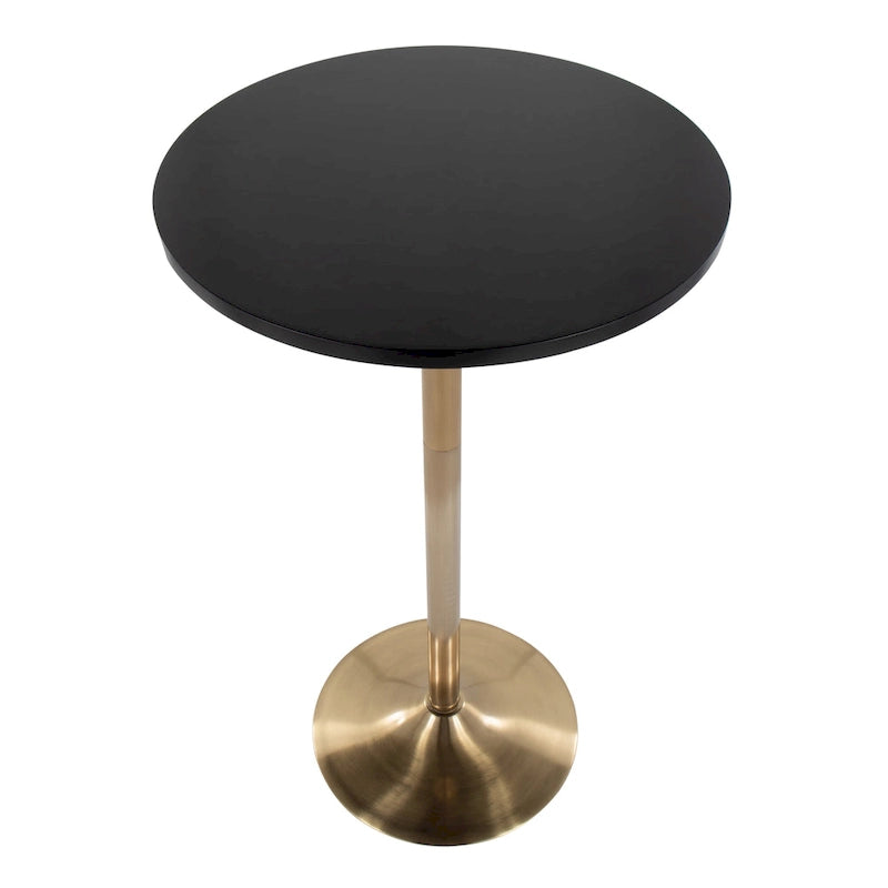 Tavolo rotondo regolabile in altezza con base in metallo e piano in MDF
