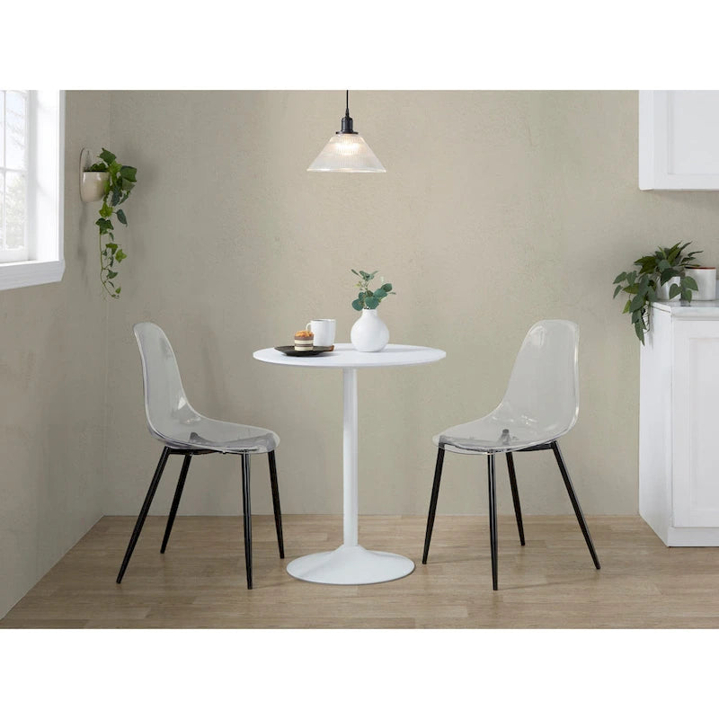 Tavolo rotondo regolabile in altezza con base in metallo e piano in MDF