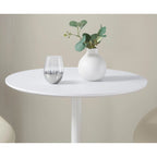 Tavolo rotondo regolabile in altezza con base in metallo e piano in MDF