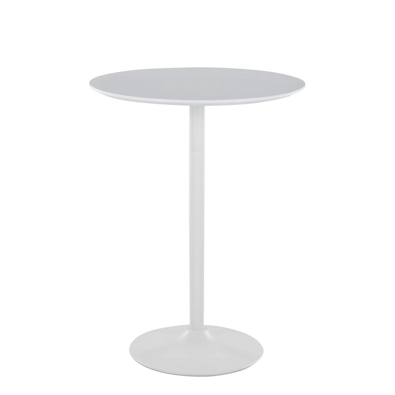 Tavolo rotondo regolabile in altezza con base in metallo e piano in MDF