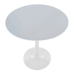 Tavolo rotondo regolabile in altezza con base in metallo e piano in MDF