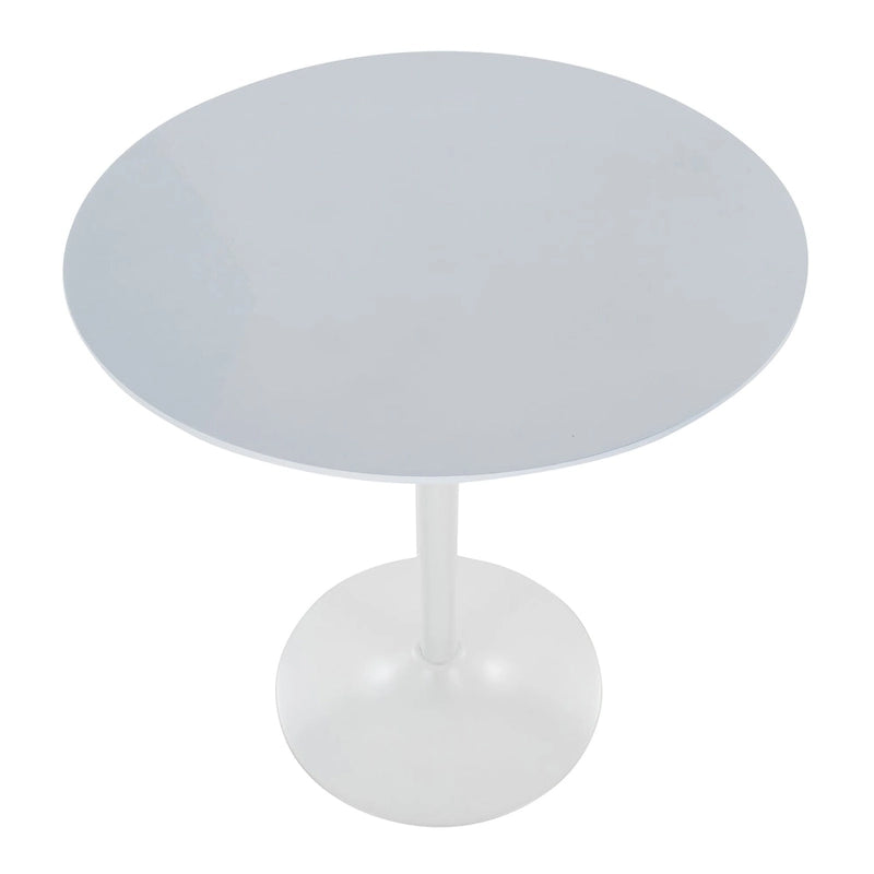 Tavolo rotondo regolabile in altezza con base in metallo e piano in MDF