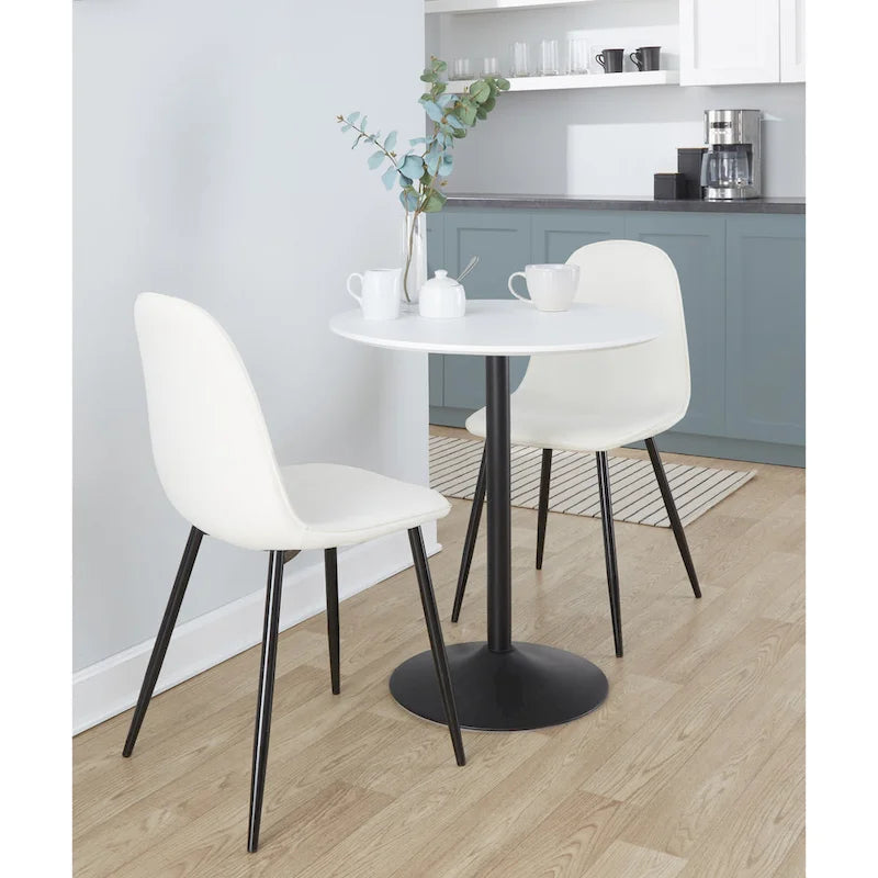 Tavolo rotondo regolabile in altezza con base in metallo e piano in MDF
