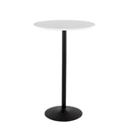 Tavolo rotondo regolabile in altezza con base in metallo e piano in MDF
